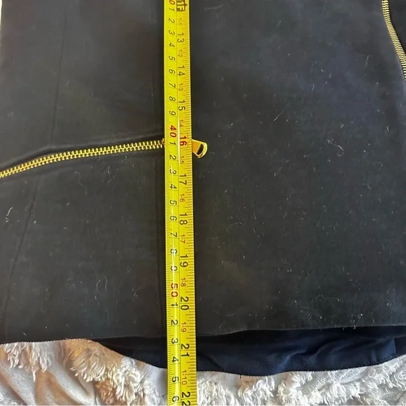 Zara Velvet Like Moto Bomber Collarless Jacket w/ Gold Zipper & Stud Detail sz M - Picture 14 of 16